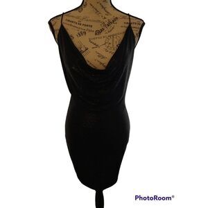 Papaya  spagehtti strap Cowl Neck dress Small Black Mini Sexy City